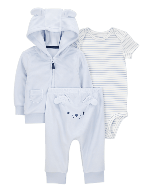 Carter's Baby 3 Piece Dog Little Cardigan Set Blue - ColorPlay
