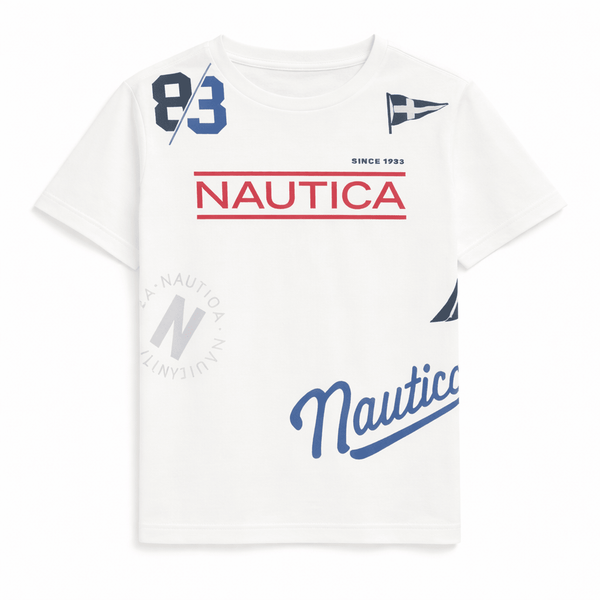 Nautica Kids' Signature Print Limited Edition T-Shirt – White