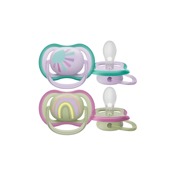 Avent Chupetes Ultra Air Sol y Arcoíris rosado-verde