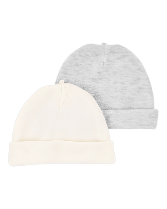 Carter's Baby 2-Pack Caps - Grey/Ivory - ColorPlay