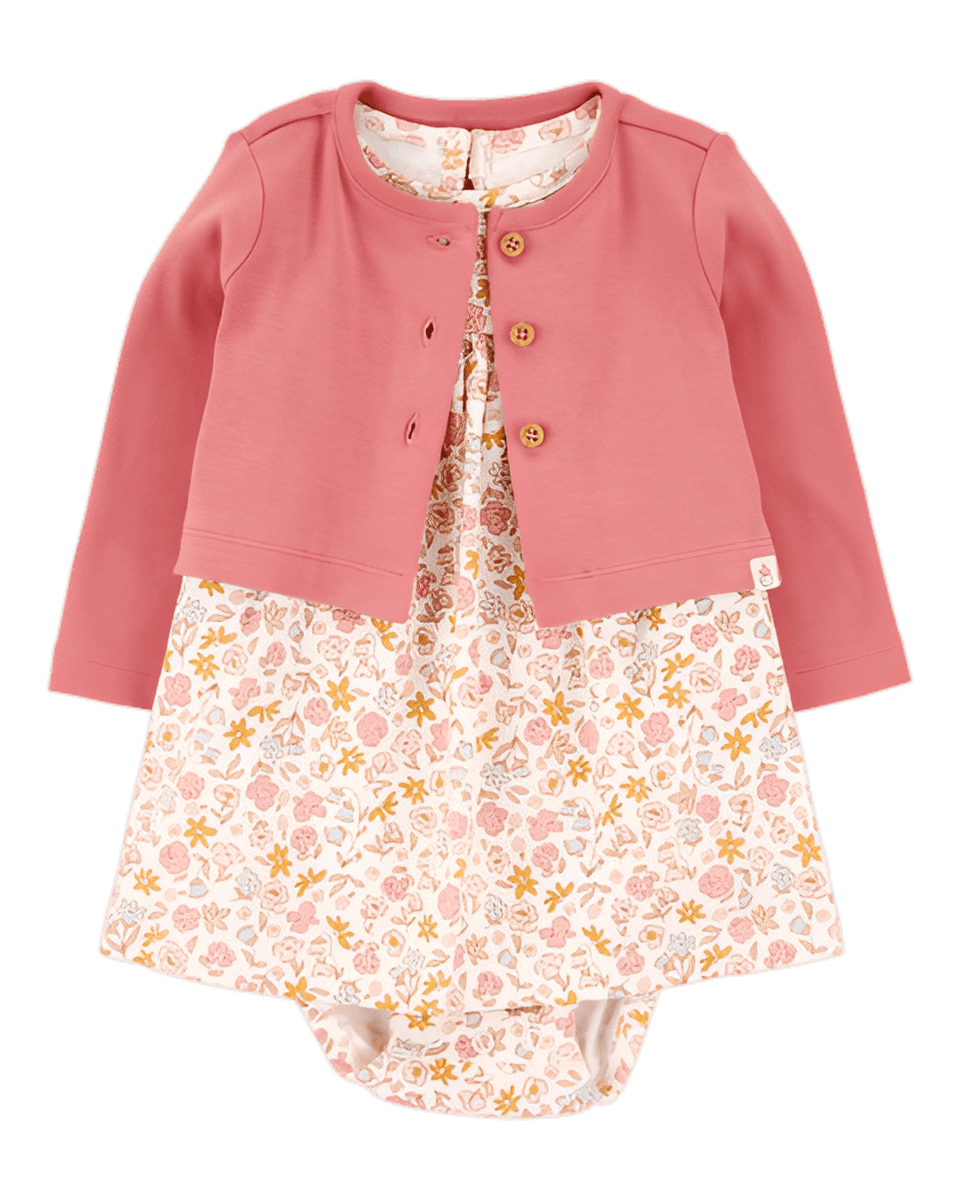 Carter's Baby 2 Piece Bodysuit Dress & Cardigan Set