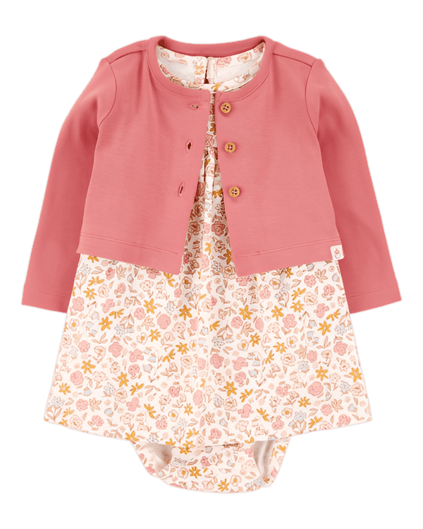 Carter's Baby 2 Piece Bodysuit Dress & Cardigan Set