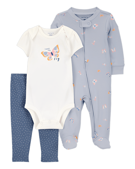 Carter's Baby Girl 3-Piece Butterfly Watch Me Fly Set - ColorPlay