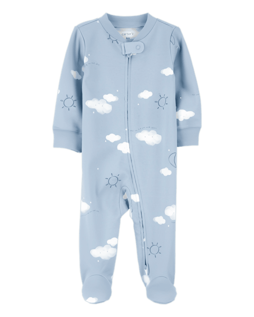 Carter's Baby Boy Cloud Print 2 Way Zip Cotton Sleep & Play Pajamas Blue