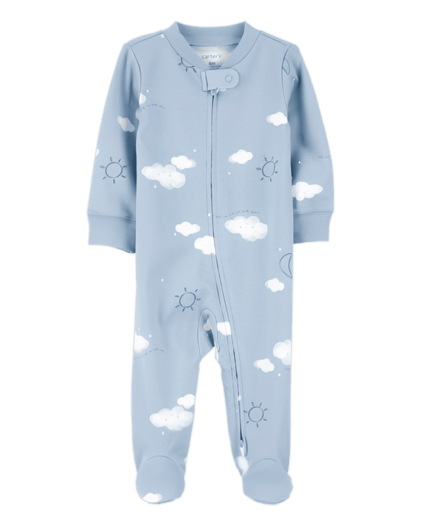 Carter's Baby Boy Cloud Print 2 Way Zip Cotton Sleep & Play Pajamas Blue