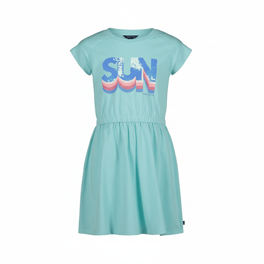 Girls Sun Sequin Dress — Teal - ColorPlay