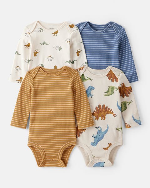 Carter's Baby Boy 4-Pack Long Sleeve Bodysuits Dinosaur