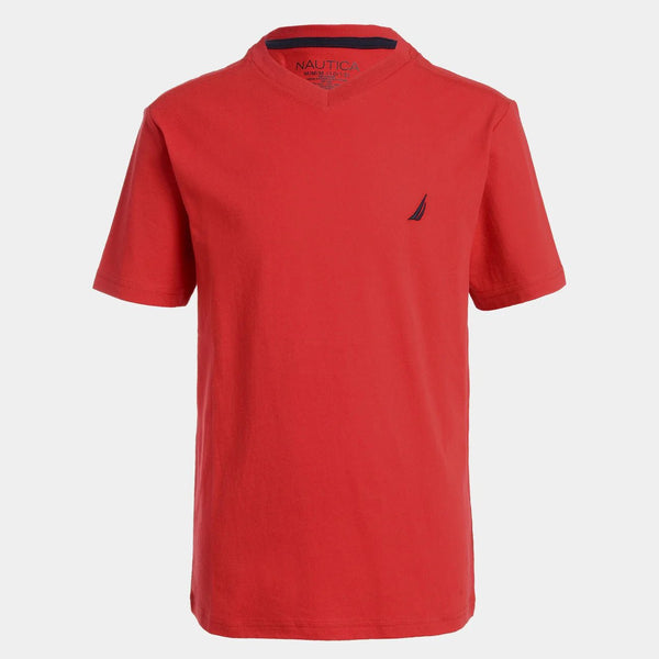 Nautica Niños Camiseta Cuello V - Rojo