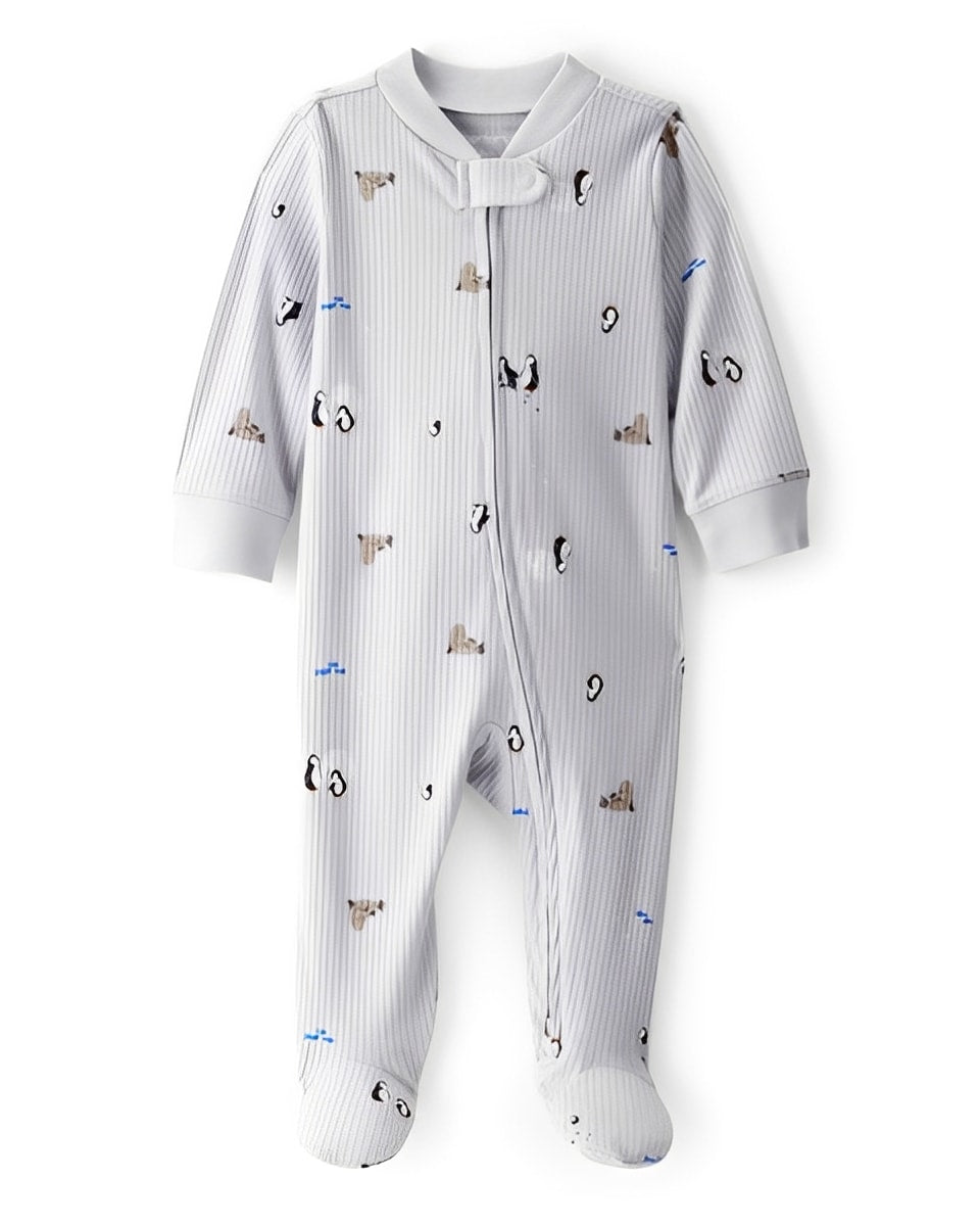 Carter's Baby Penguin Print Cotton Long Sleeve Sleep & Play Pajamas Grey