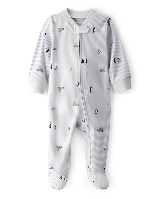 Carter's Baby Penguin Print Cotton Long Sleeve Sleep & Play Pajamas Grey - ColorPlay