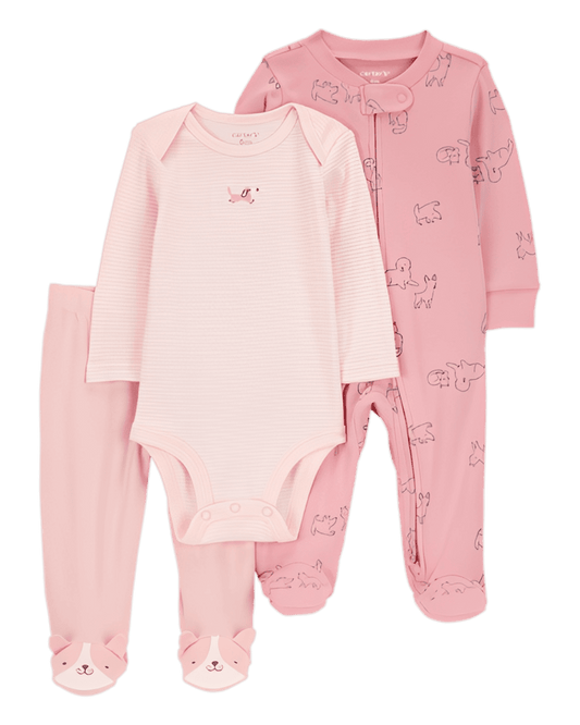 Carter's Baby Girl 3 Piece Puppy Multi Piece Set - ColorPlay