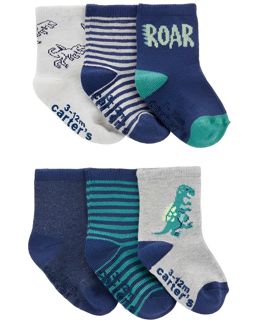 Carter's Baby Boy 6 Pack Dinosaur Socks - ColorPlay