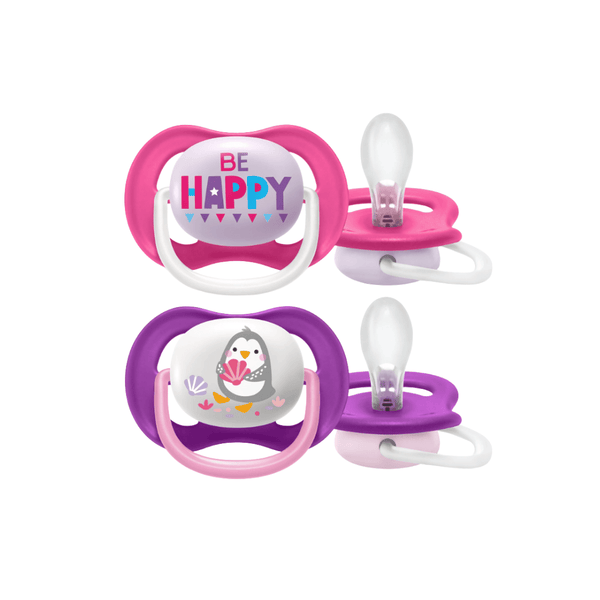 Avent Chupetes Ultra Air Be Happy rosado-morado