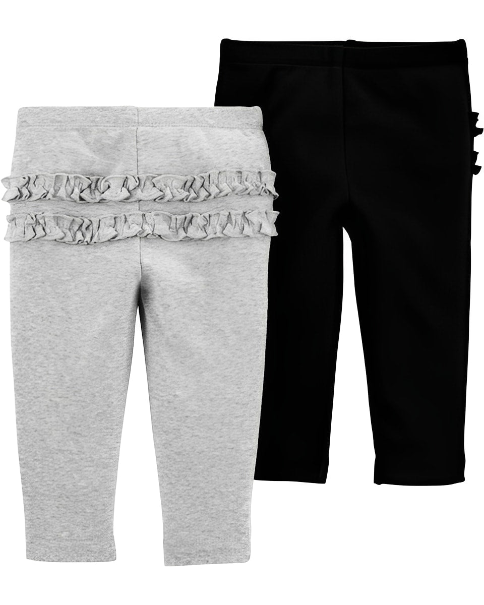 Carter's Baby 2 Pack Ruffle Detail Cotton Pants Grey Black