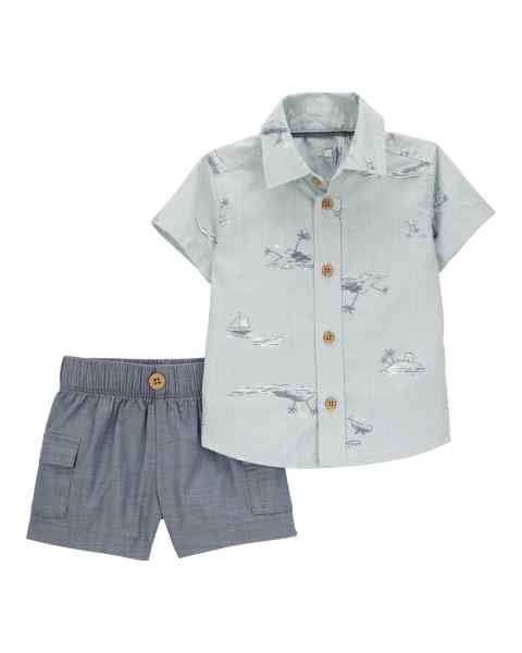 Carter's Set Camisa Print y Short Gris