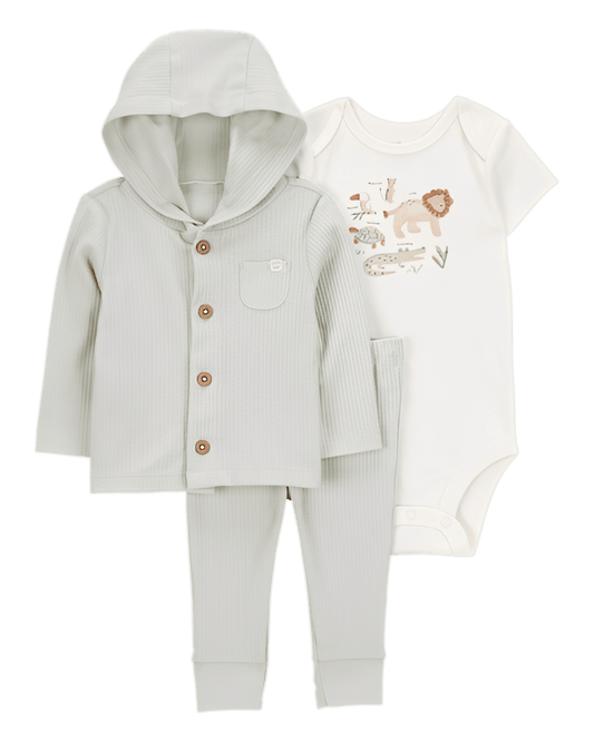 Carter's Baby Lion 3 Piece Cardigan Set Green White - ColorPlay
