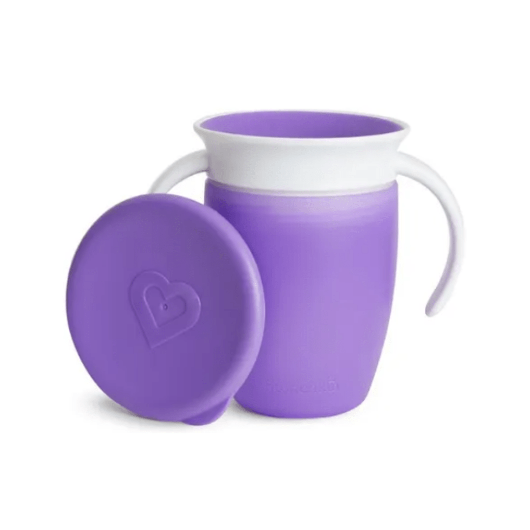 Munchkin - Vaso 360 con Asas y Tapa Morado 7 oz - ColorPlay