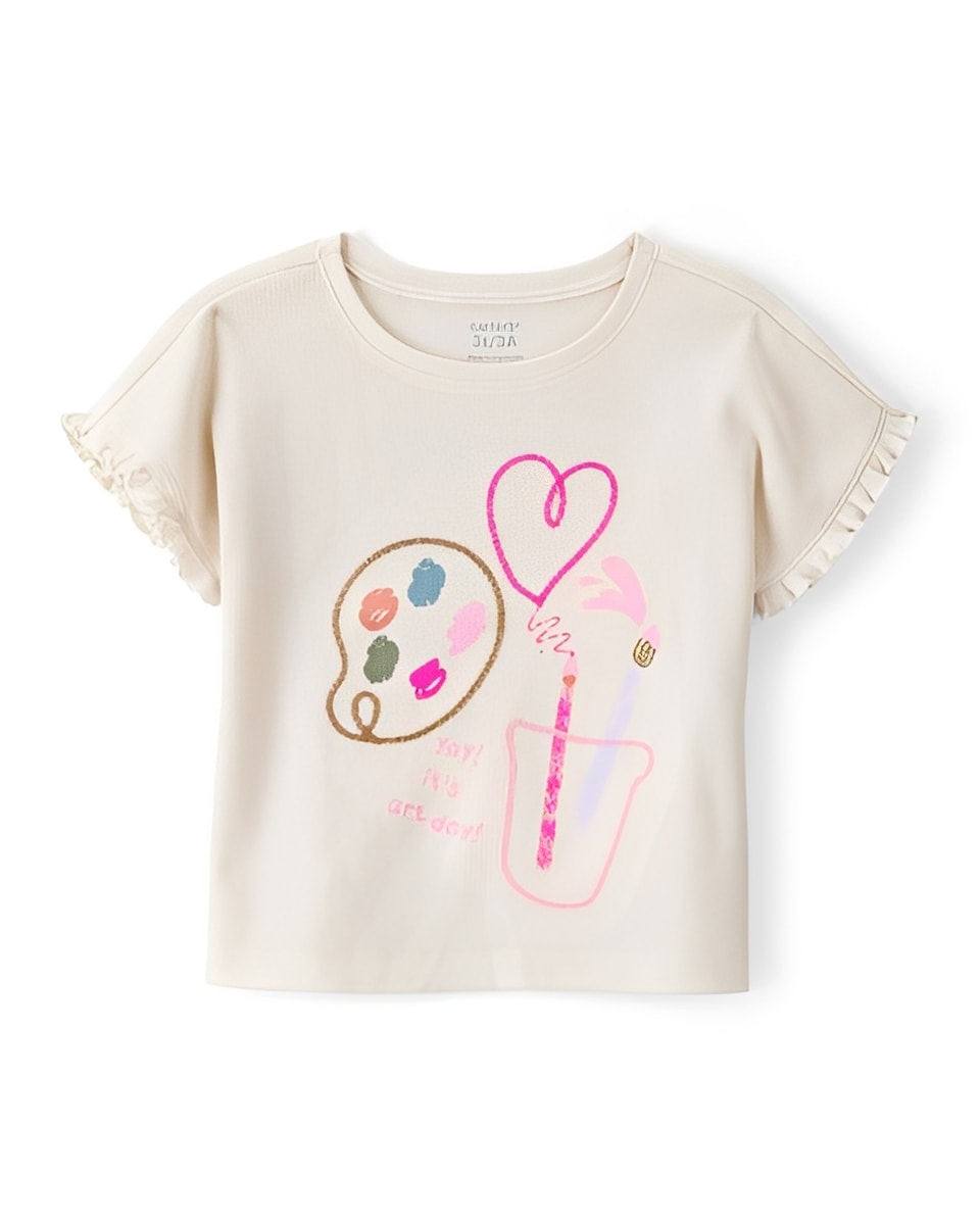 Carter's Toddler Girl Art Day Flutter Sleeve Tee Ivory