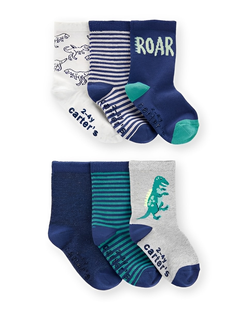 Carter's Toddler Boy 6 Pack Dinosaur Print Crew Socks