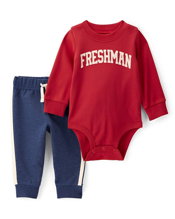 Carter's Baby Boy 2 Piece Freshman Long Sleeve Bodysuit & Pull On Pant Set