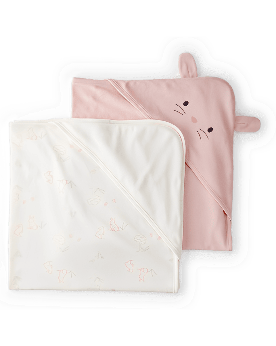 Carter's Baby Girl 2 Pack Hooded Towels Pink