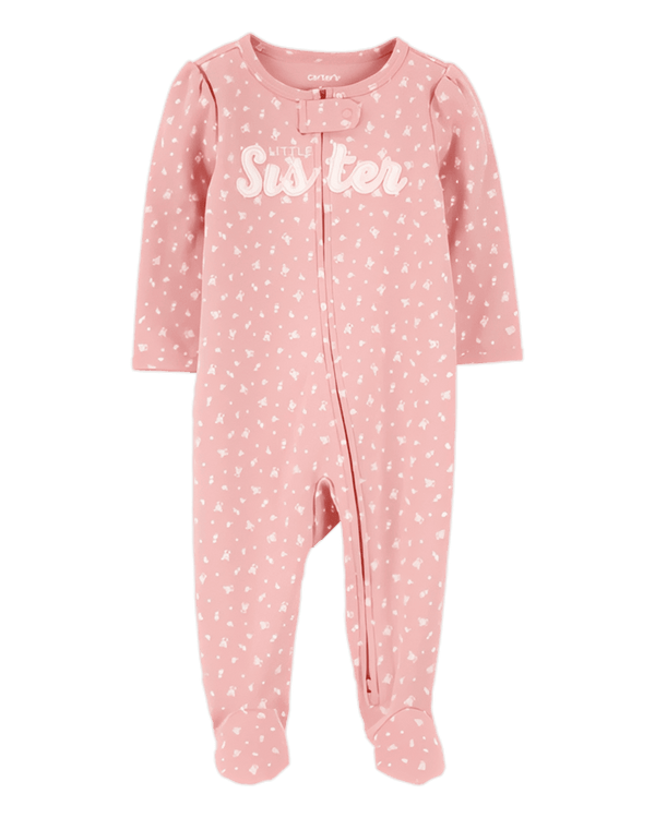 Carter's Baby Girl Little Sister 2 Way Zip Cotton Sleep & Play Pajamas Pink