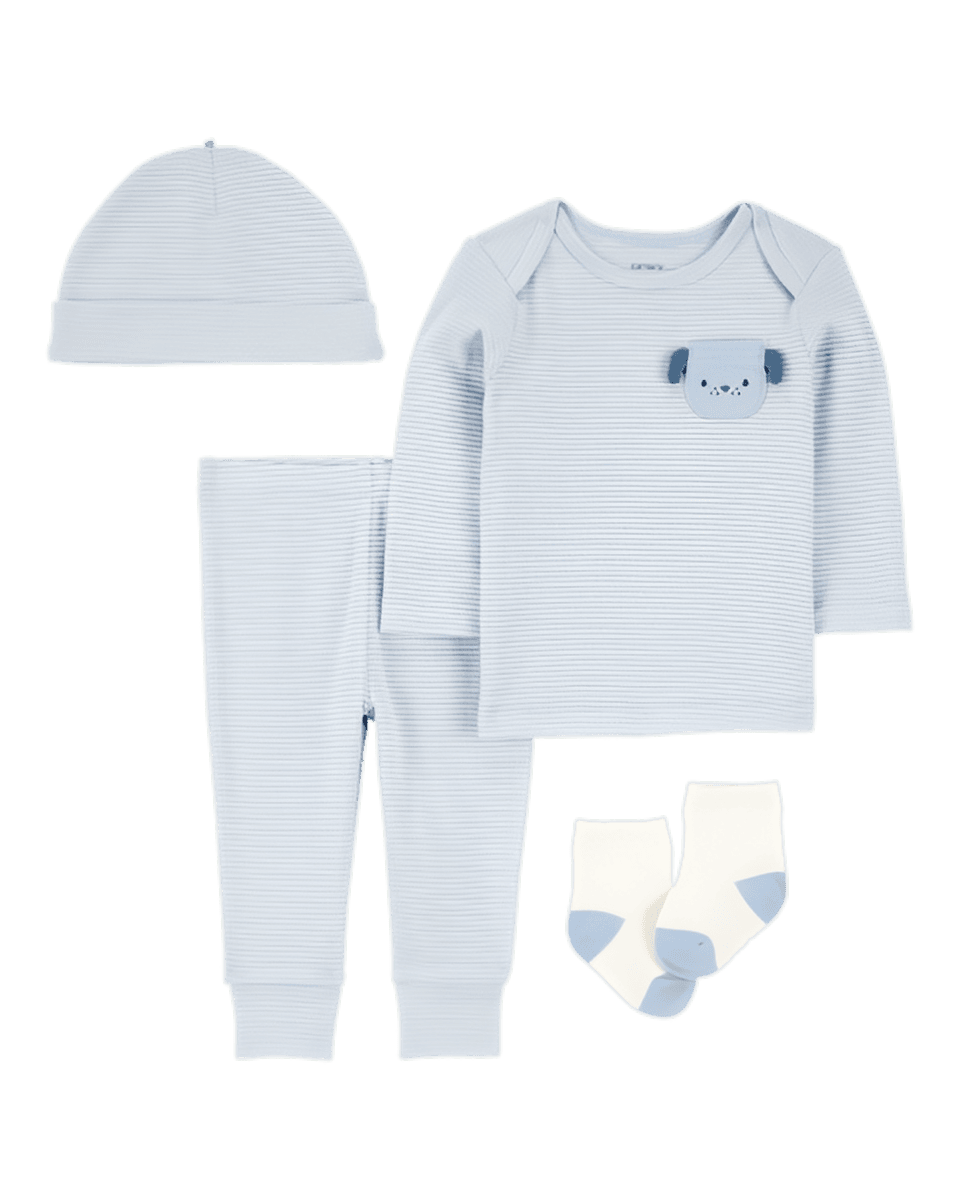 Carter's Baby 4 Piece Puppy Print Outfit Set Blue