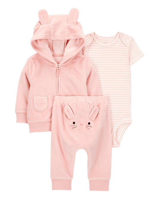 Carter's Baby 3 Piece Bunny Little Cardigan Set Pink - ColorPlay