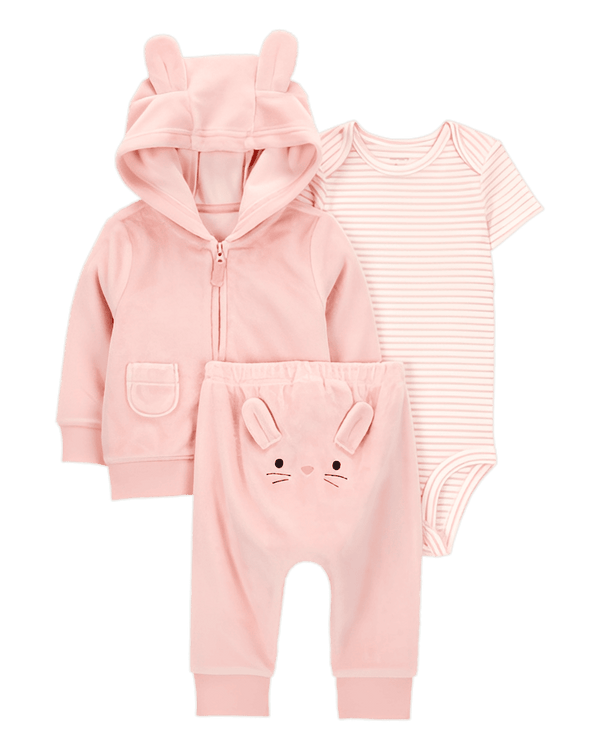 Carter's Baby 3 Piece Bunny Little Cardigan Set Pink
