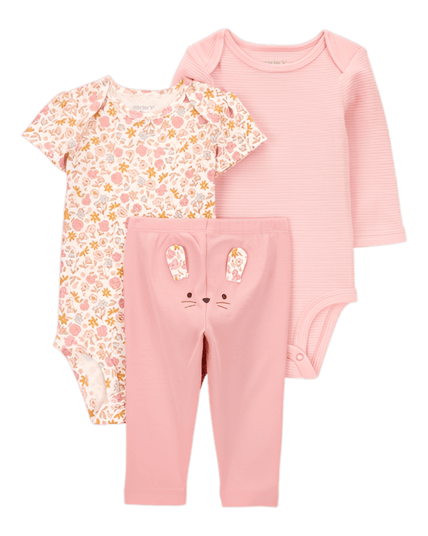 Carter's Baby Girl 3 Piece Floral Mouse Little Character Set Pink