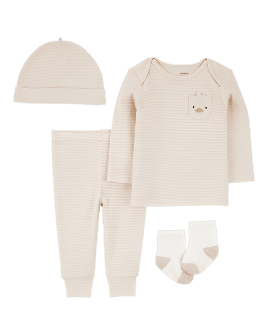 Carter's Baby 4 Piece Striped Duck Outfit Set Brown - ColorPlay