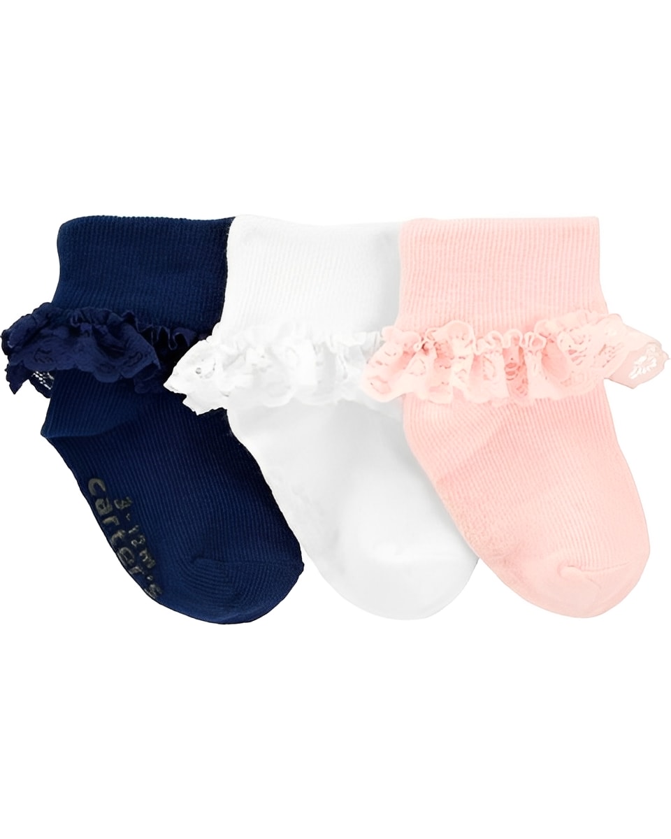 Carter's Toddler Girl 3 Pack Lace Cuff Socks