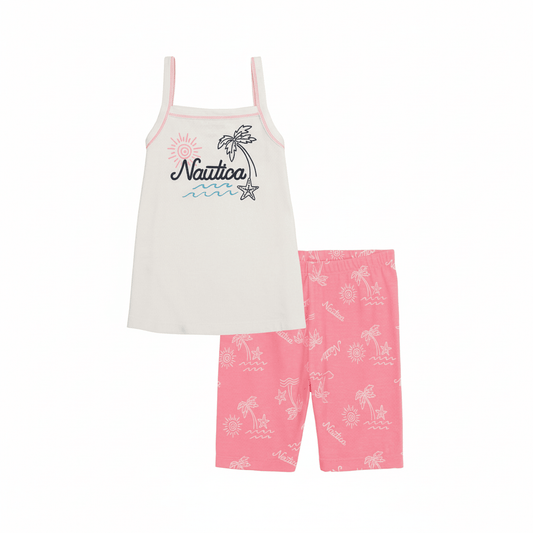 Girls 2 - Piece Palm Tree Set — White/Pink - ColorPlay