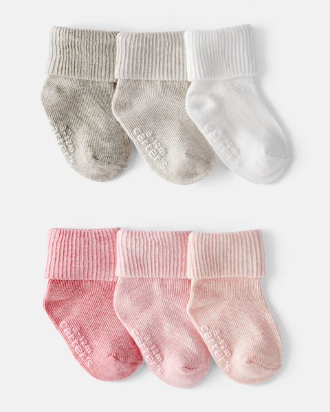 Carter's Baby Girl 6-Pack Socks Ribbed Solid - ColorPlay