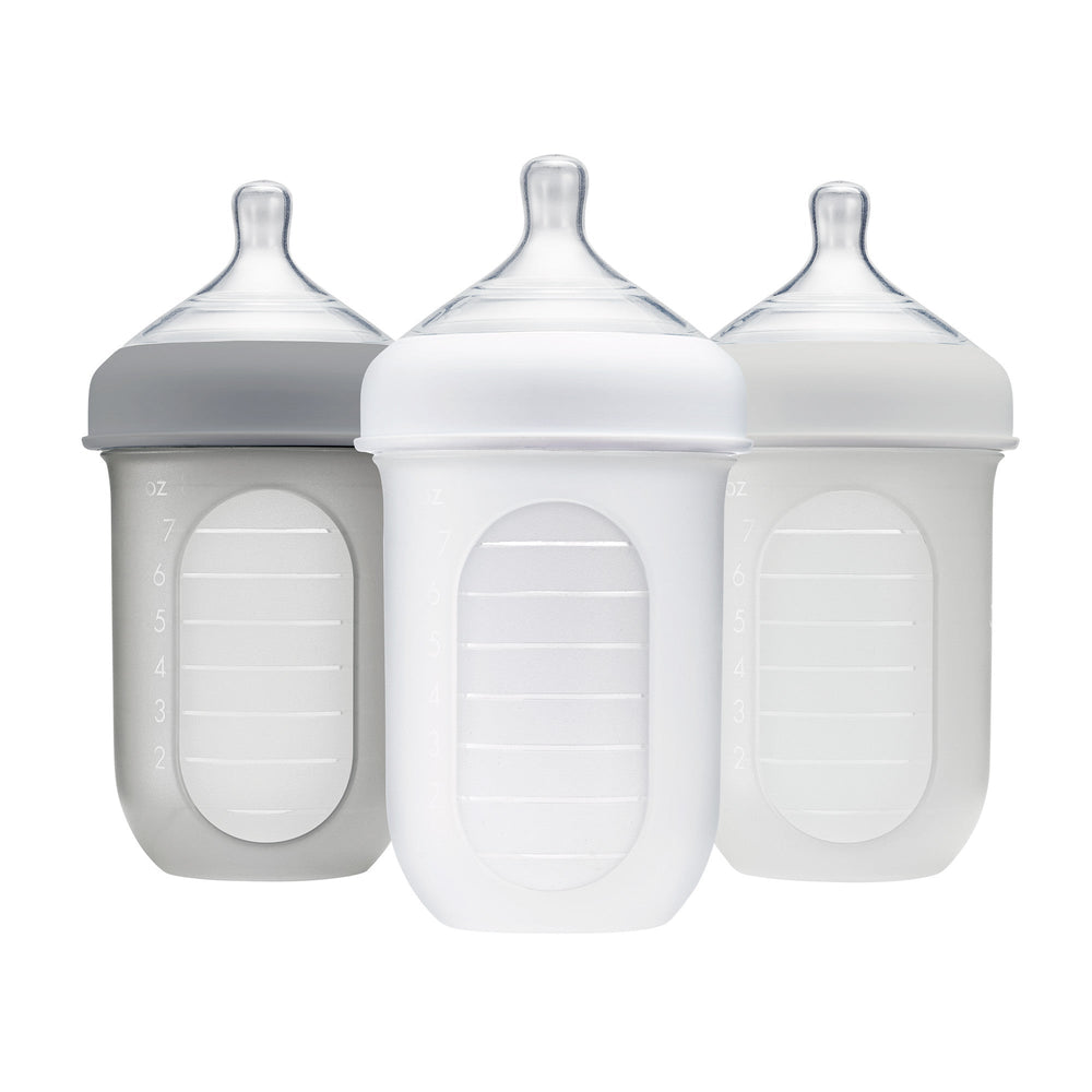 Boon NURSH Biberón Anti-Cólico 8oz (240ml) Set de 3 - Gris Multi