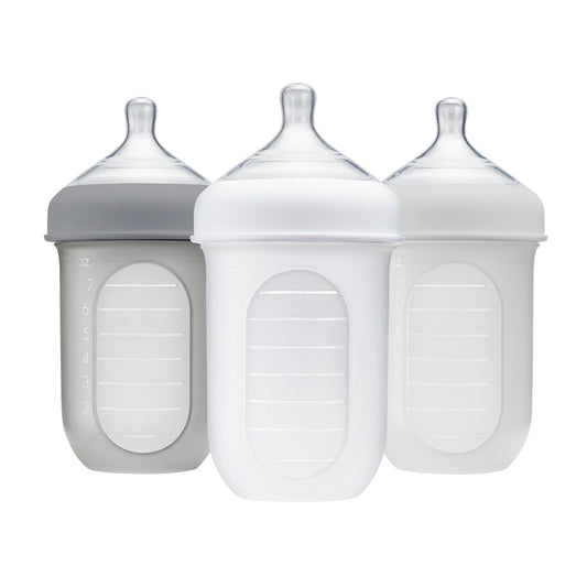 Boon NURSH Biberón Anti-Cólico 8oz (240ml) Set de 3 - Gris Multi - ColorPlay