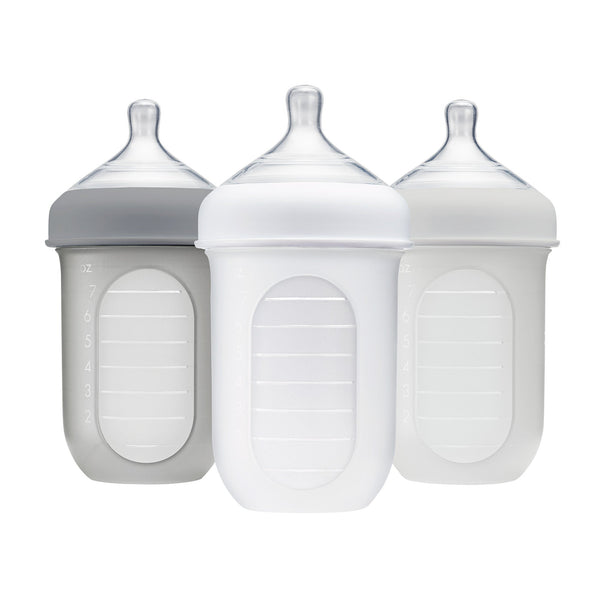 Boon NURSH Biberón Anti-Cólico 8oz (240ml) Set de 3 - Gris Multi