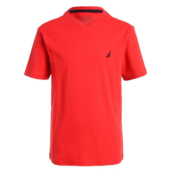 Nautica Niños Camiseta Cuello V - Rojo