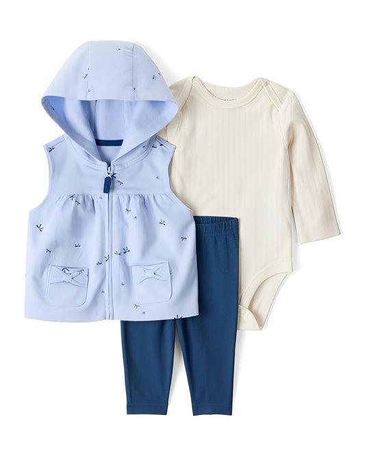 Carter's Baby Boy 3-Piece Hooded Vest Set Blue - ColorPlay