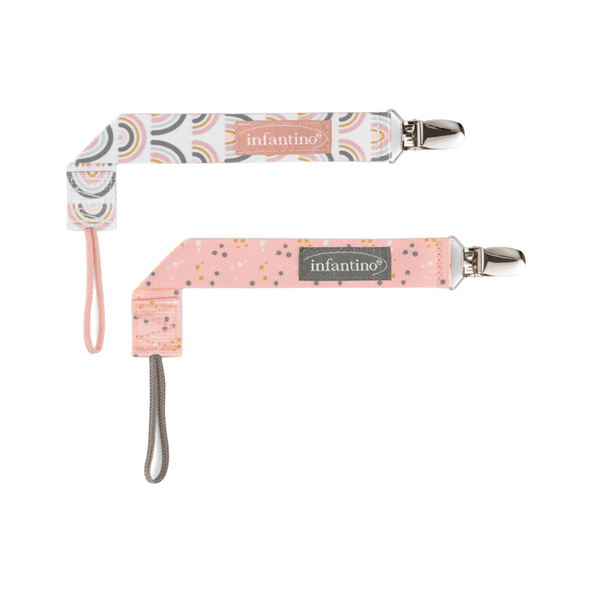 Infantino Sujetachupetes PaciGrip 2-Pack – Mod Pink Rainbow