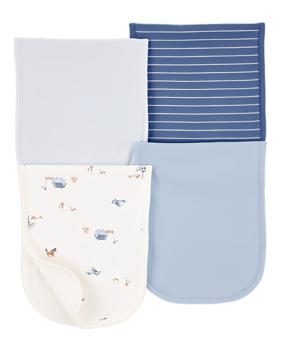 Carter's Baby 4 Pack Burp Cloths Blue