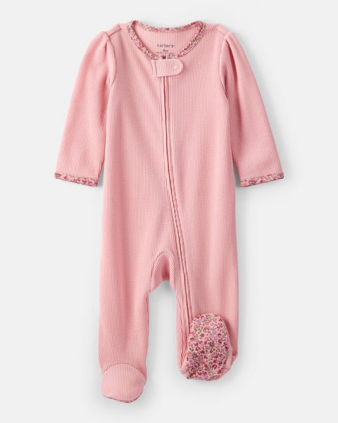 Carter's Baby Girl Zip-Up Sleep and Play Waffle Pink