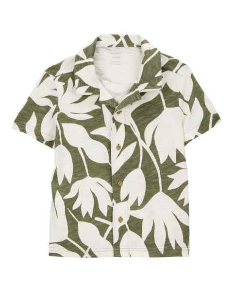 Carter's Camisa Hawaiana Print Hojas Verde