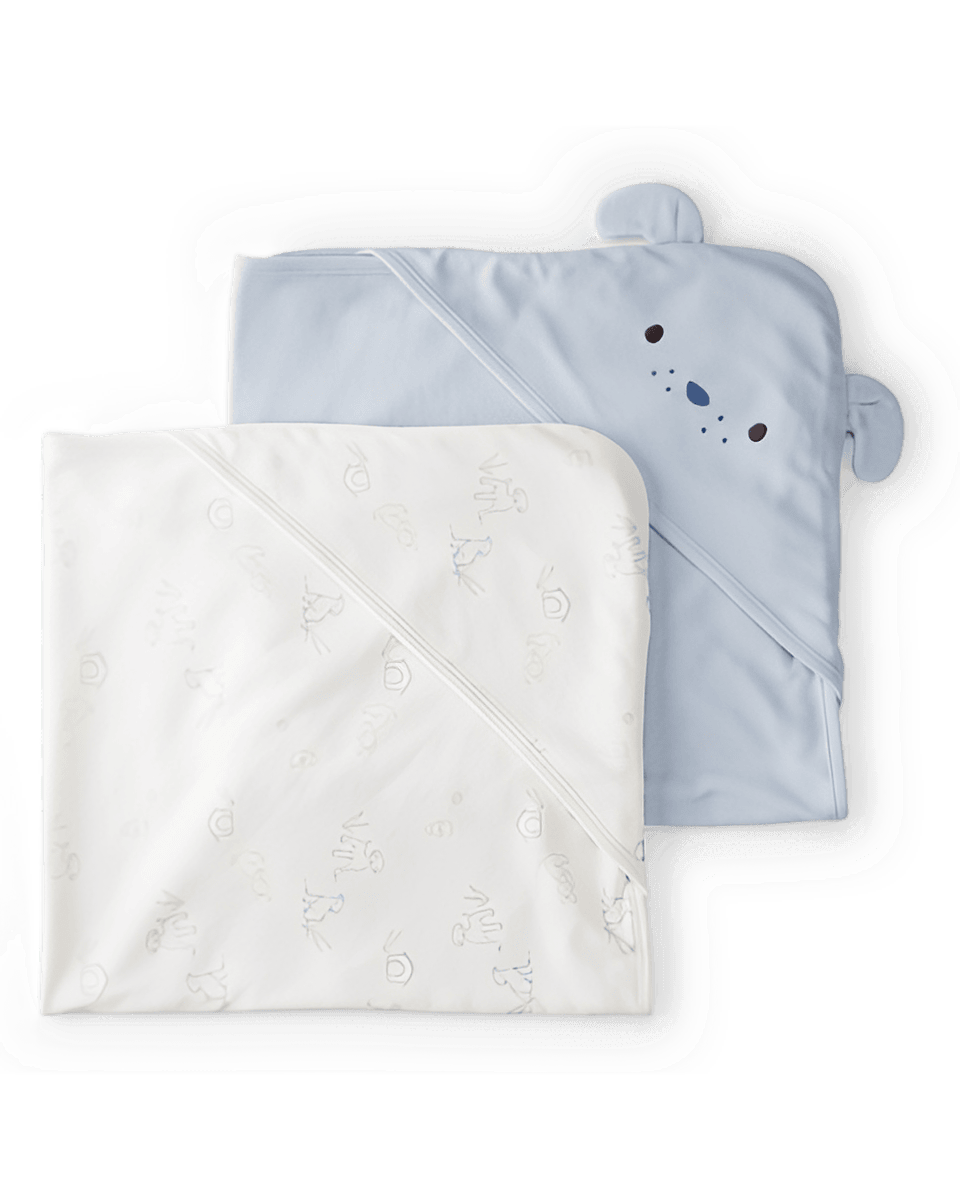 Carter's Baby Boy 2 Pack Hooded Towels Blue