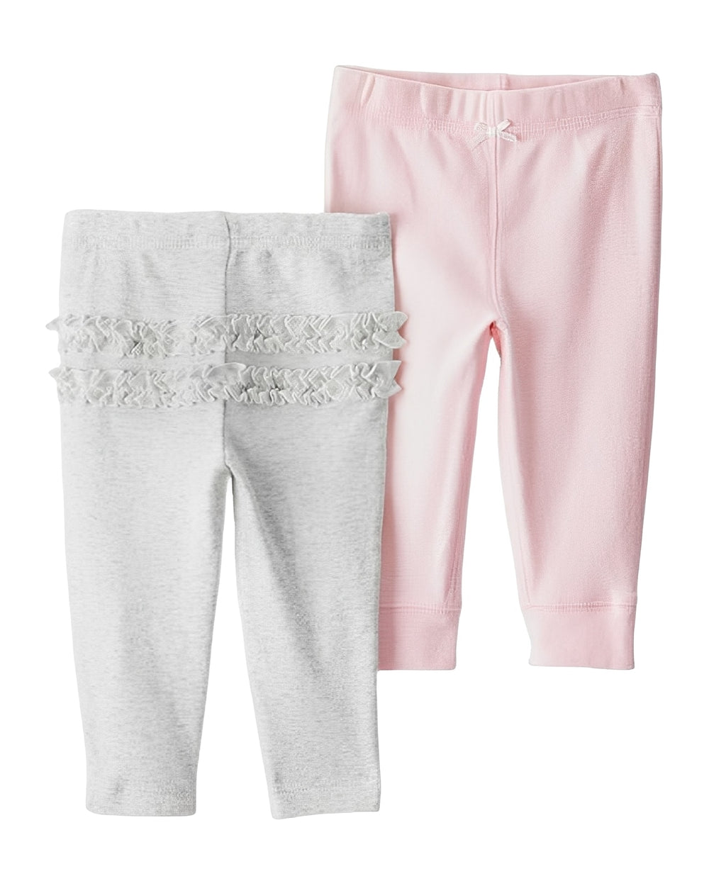 Carter's Baby 2 Pack Ruffle Detail Cotton Pants Grey Pink