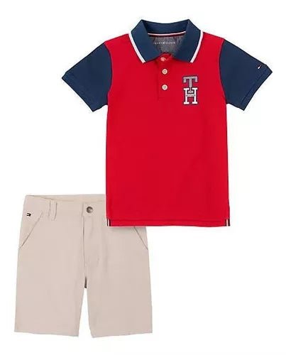 Tommy Hilfiger Niños Set Polo y Shorts - Rojo