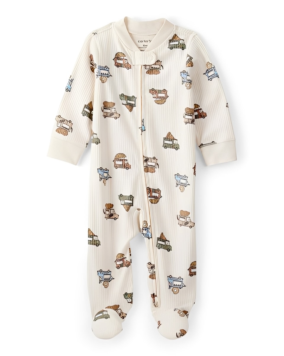Carter's Baby Boy Truck Print Cotton Long Sleeve Sleep & Play Pajamas Ivory
