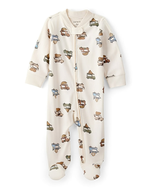 Carter's Baby Boy Truck Print Cotton Long Sleeve Sleep & Play Pajamas Ivory