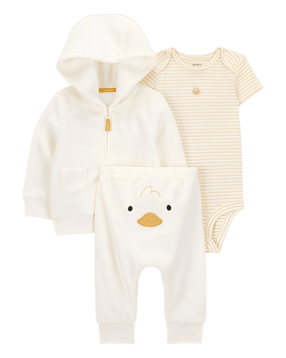 Carter's Baby 3 Piece Duck Little Cardigan Set Ivory