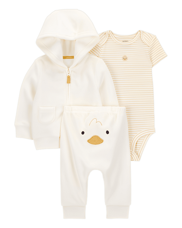 Carter's Baby 3 Piece Duck Little Cardigan Set Ivory